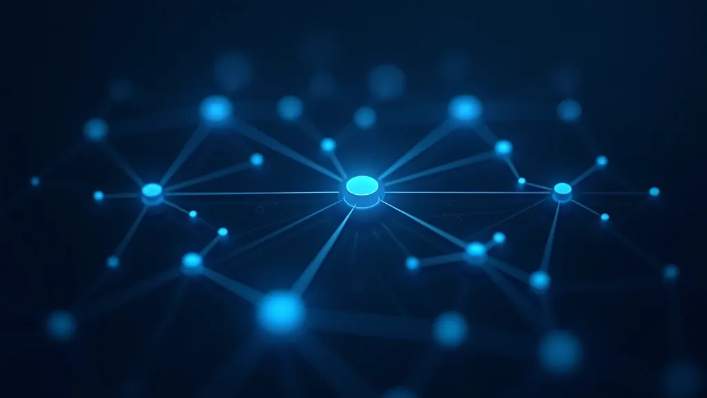 Příklad decentralizované sítě s připojenými uzly a distribuovanou architekturou
